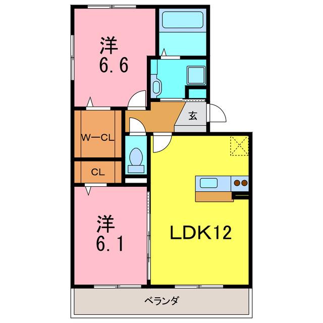 ドルチェビータ(2LDK/2階)の間取り写真