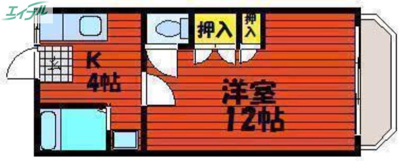 RURU55(1K/2階)の間取り写真