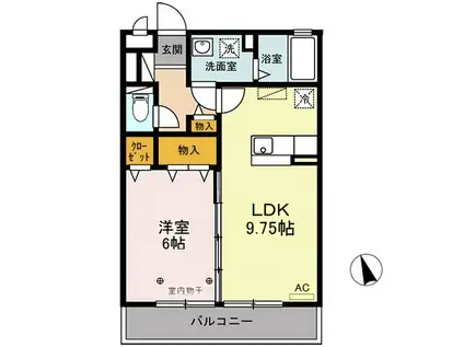 オッツグレース(1LDK/3階)の間取り写真