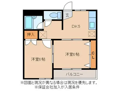 TF-1(2DK/2階)の間取り写真