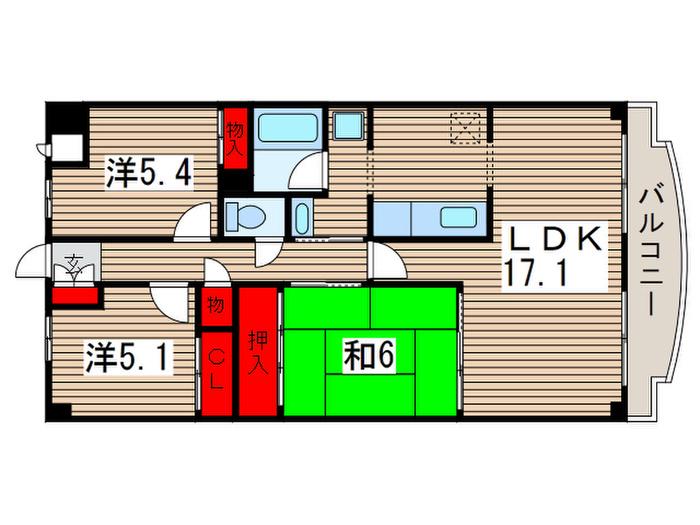 メイプル稲毛(3LDK/3階)の間取り写真