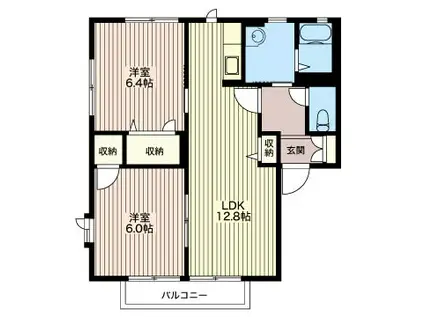 アスティオスB(2LDK/1階)の間取り写真