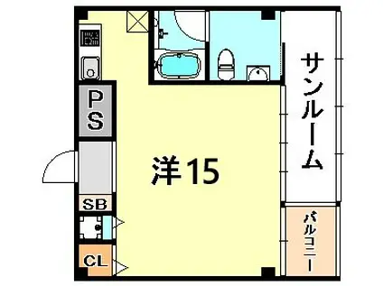 YSHOUSE 三宮II(ワンルーム/2階)の間取り写真