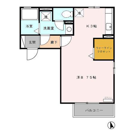 ラディカル(1K/2階)の間取り写真