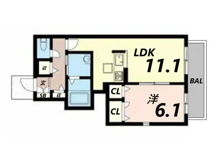 メゾンパストラル(1LDK/1階)の間取り写真