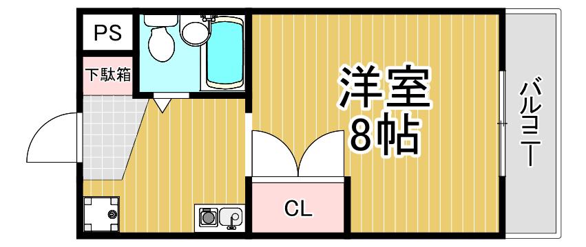 グランメール園田(1K/3階)の間取り写真
