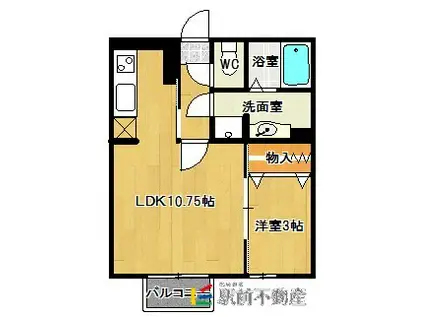 ヴィヴレモナリエ(1LDK/1階)の間取り写真