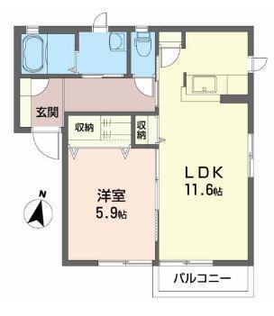 シャーメゾン・ヤマト(1LDK/2階)の間取り写真