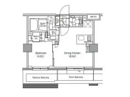 ザ・パークハビオ新宿(1DK/5階)の間取り写真