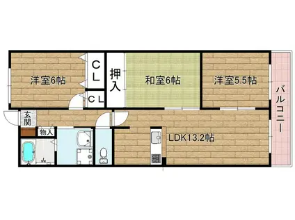 グリーンヒルズ高槻(3LDK/1階)の間取り写真