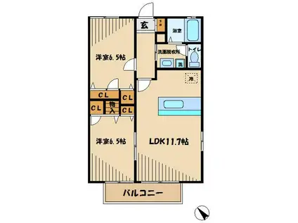 グランメールアイII(2LDK/2階)の間取り写真
