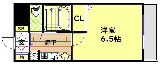エステムコート大阪ベイエリア(1K/6階)の間取り写真