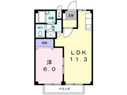 シティハイツ小倉B(1LDK/2階)の間取り写真