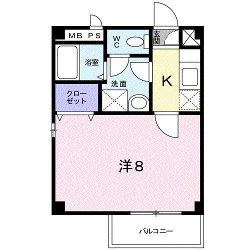 ハーモニーハウス(1K/2階)の間取り写真