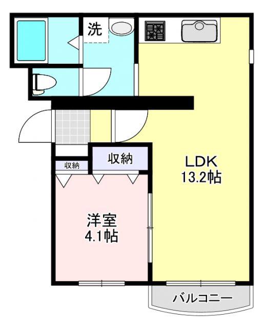 プレーリークレスト B棟(1LDK/1階)の間取り写真