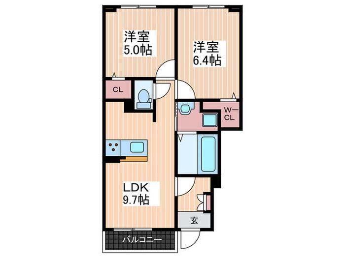 ブリックフォレスト(2LDK/1階)の間取り写真