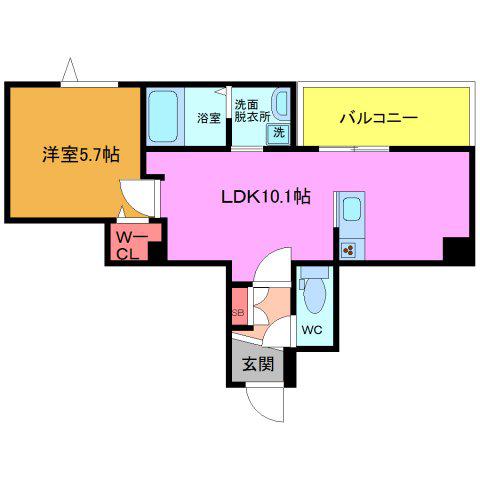 YAMASAN(1LDK/4階)の間取り写真
