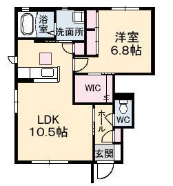 シャーメゾン東岐波C(1LDK/1階)の間取り写真