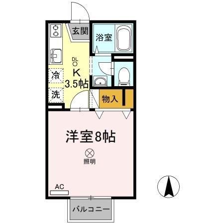 メゾンたちばなC棟(1K/2階)の間取り写真