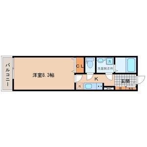 アスコット名取駅西(1K/2階)の間取り写真