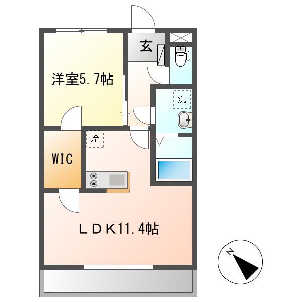 クレモンポイントA棟(1LDK/1階)の間取り写真