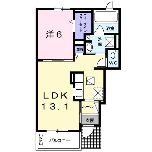 オベリスI(1LDK/1階)の間取り写真