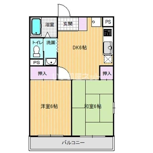 グリーンハイツ(2DK/1階)の間取り写真