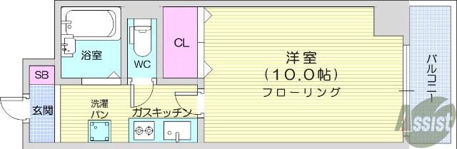 エルスタンザ河原町(1K/3階)の間取り写真