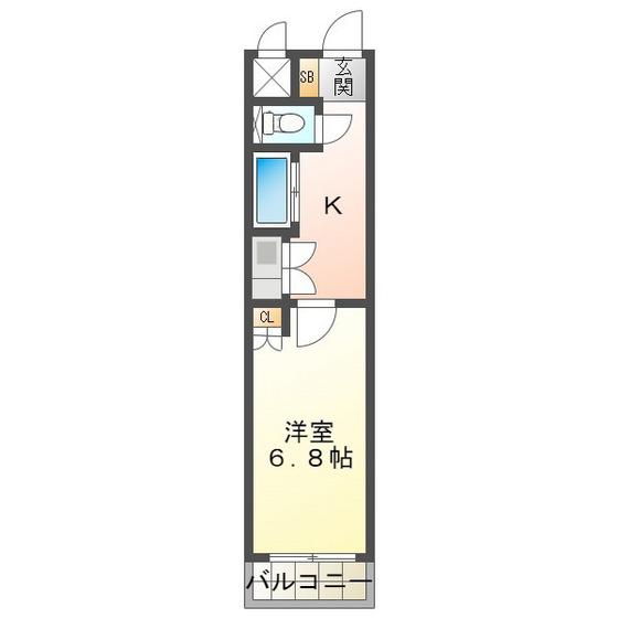 アイルーム四日市白須賀(1K/1階)の間取り写真