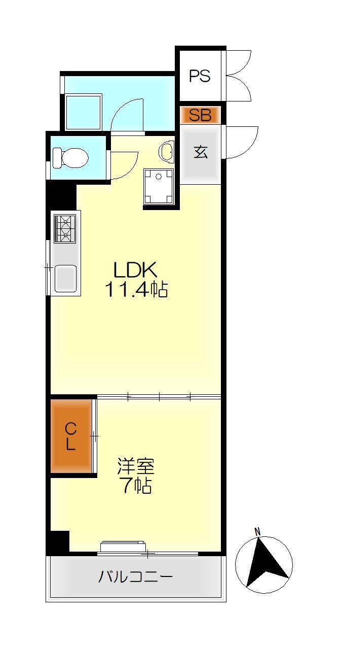 田中ビル(1LDK/3階)の間取り写真
