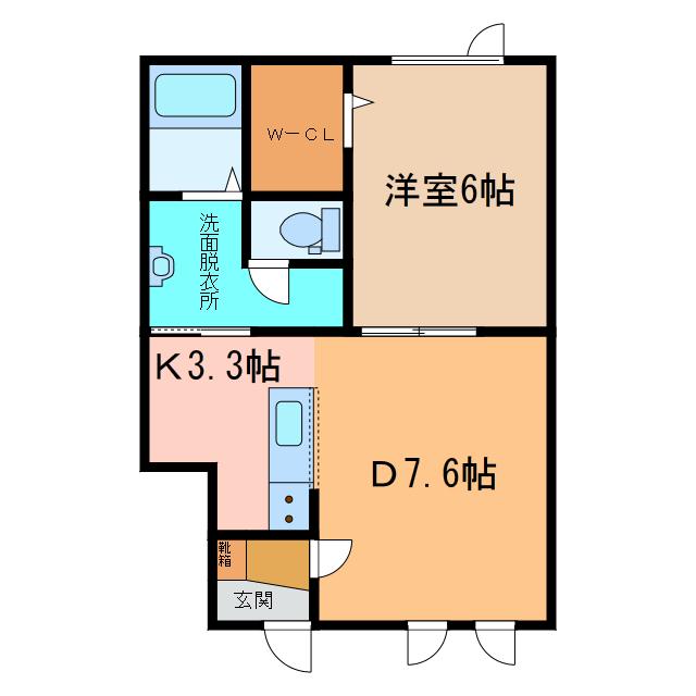 レジデンス アイ Ⅱ(1DK/1階)の間取り写真