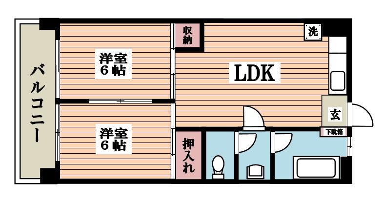 セイショウ・ヴィレッジ(2DK/2階)の間取り写真