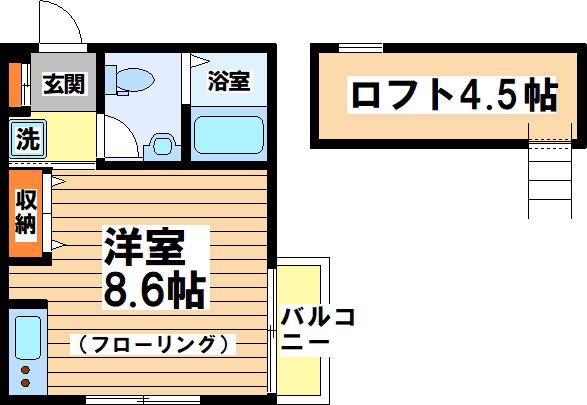 コアパレス常葉3(ワンルーム/2階)の間取り写真