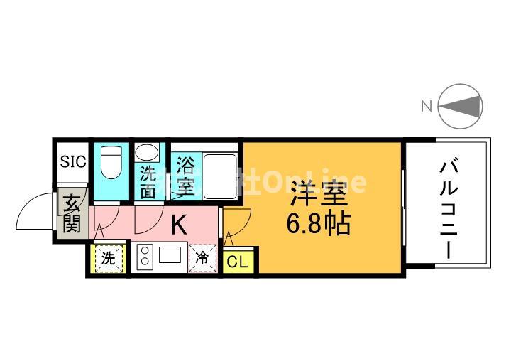 LA DOUCEUR北巽(1K/9階)の間取り写真