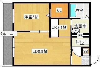 Jステージ錦町(1LDK/2階)の間取り写真