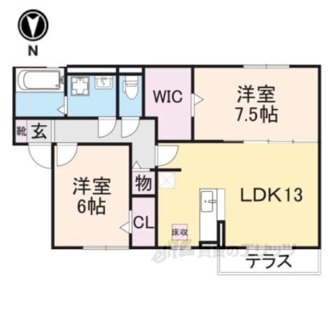 グレイスソシアキトロ(2LDK/1階)の間取り写真