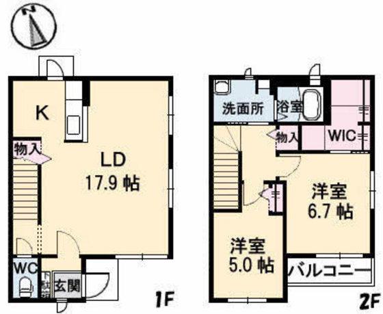 BELL COURT(2LDK/1階)の間取り写真
