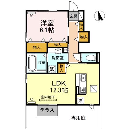 アルシオネ I(1LDK/1階)の間取り写真