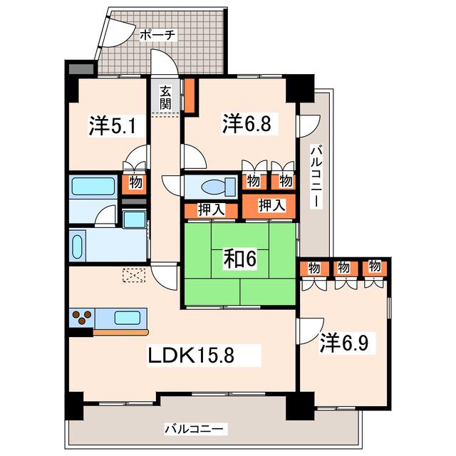 サーパス平成(4LDK/3階)の間取り写真