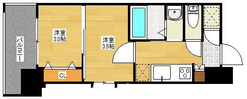 NO.111 TRADING TOWER(2K/4階)の間取り写真