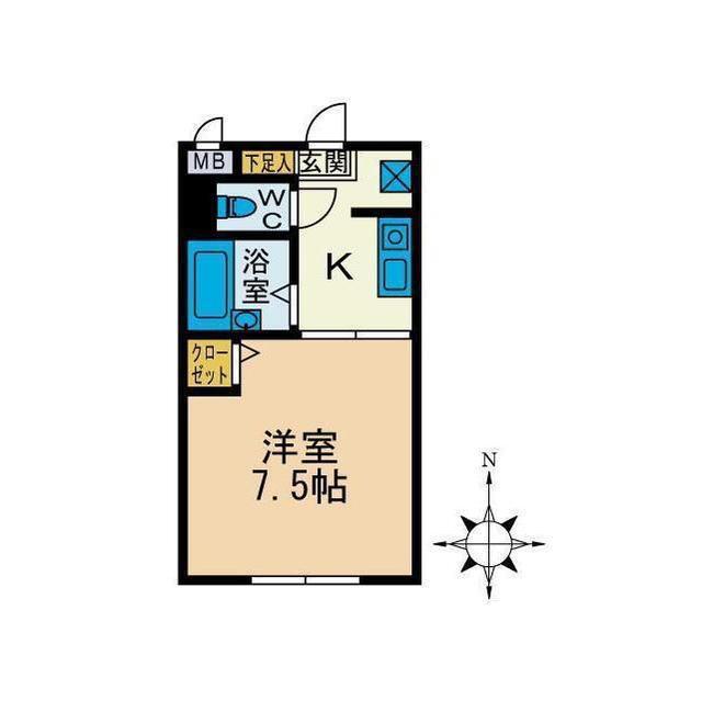 庭司苑参番館(1K/3階)の間取り写真