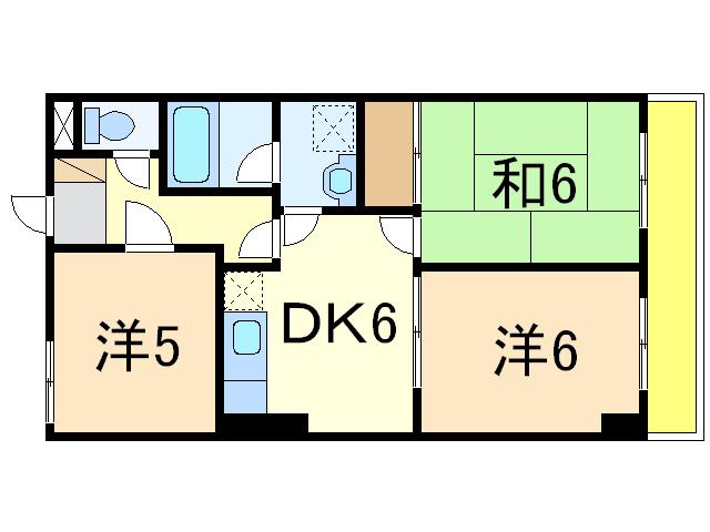リバティープラザ長町(3DK/6階)の間取り写真