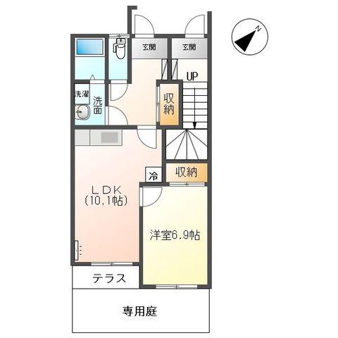 ルート3ヒルズ(1LDK/1階)の間取り写真