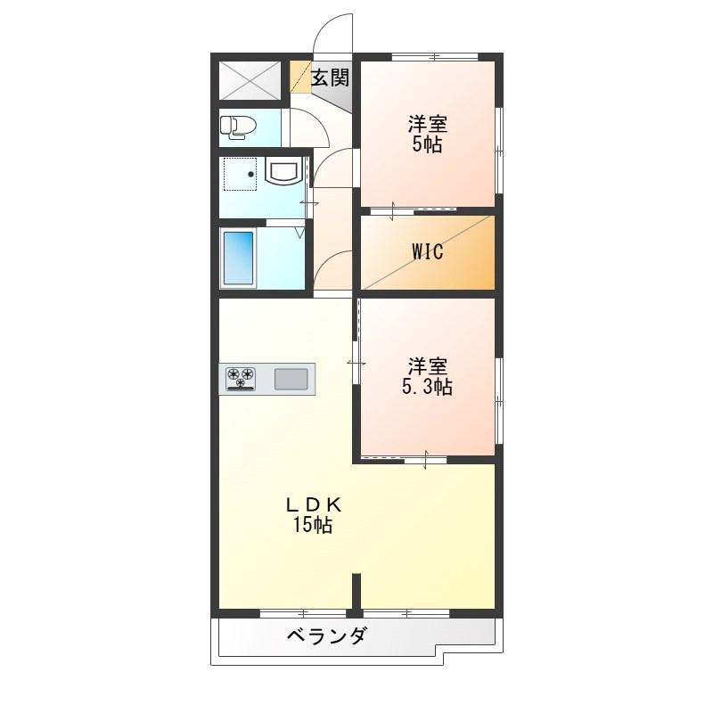 アルカサール泉が丘(2LDK/2階)の間取り写真