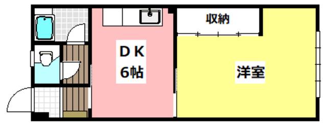 ビューハイツ茨木(1DK/3階)の間取り写真