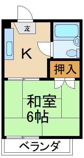 麻野ハイツ(1K/1階)の間取り写真