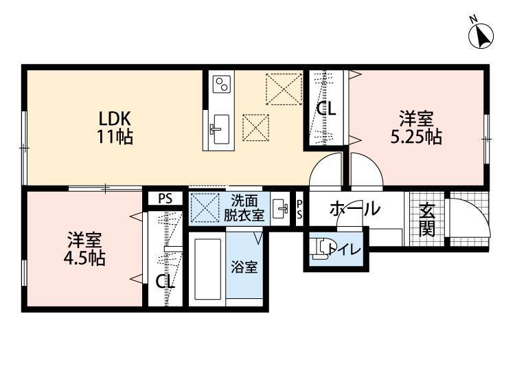 リーブルファイン足立神明(2LDK/1階)の間取り写真