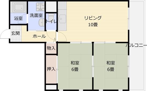 新栄プロパティー柏原(2LDK/1階)の間取り写真