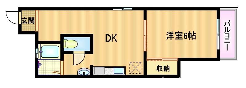 クローバーハイツ京橋(1DK/2階)の間取り写真
