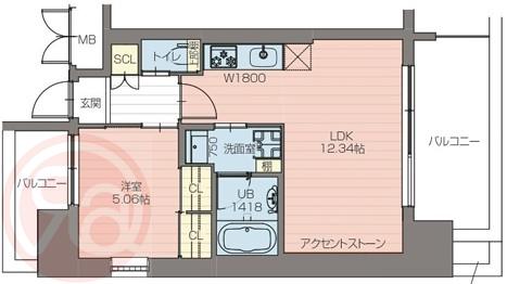 プレジオ阿波座(1LDK/14階)の間取り写真